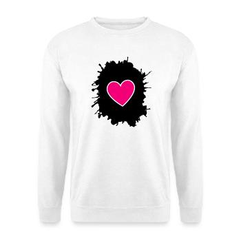 Magenta Herz auf Schwarz - Unisex Pullover - Weiß - Vorne