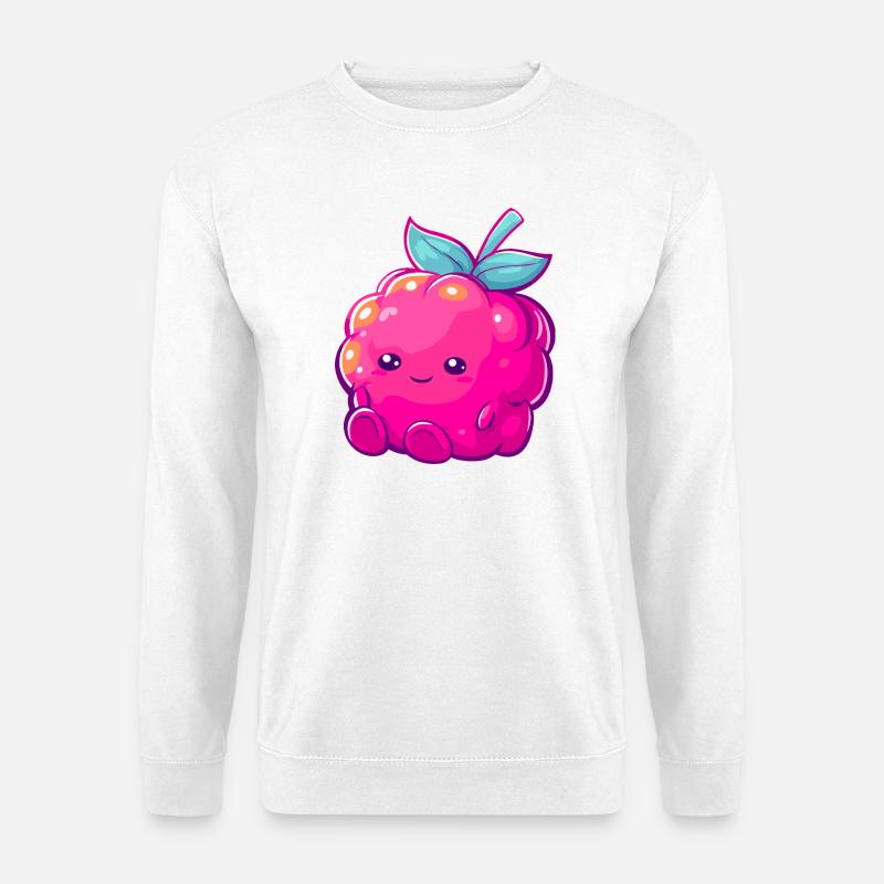 Cuddly raspberry kawaii fruit illustration - Unisex Sweatshirt - white