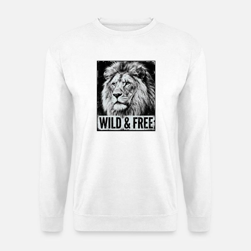 Wild And Free Löwe - Unisex Pullover - Weiß