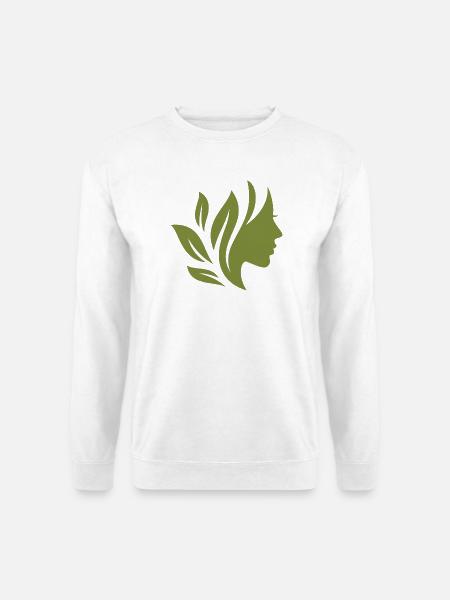 Grüne Frau mit Blättern im Haar - Unisex Pullover - Weiß