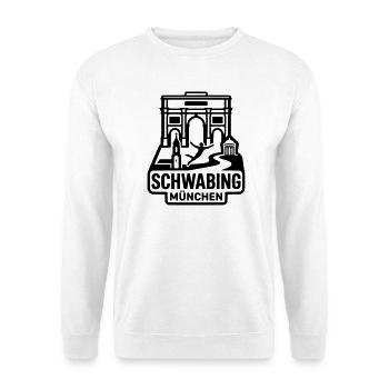 München Schwabing – Minimalistisches Skyline  - Unisex Pullover - Weiß - Vorne