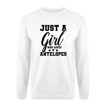 Just A Girl Who Loves Antelopes   - Unisex Pullover - Weiß - Vorne