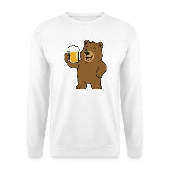 Ours avec un verre à bière - Sweat-shirt Unisexe - blanc - Devant