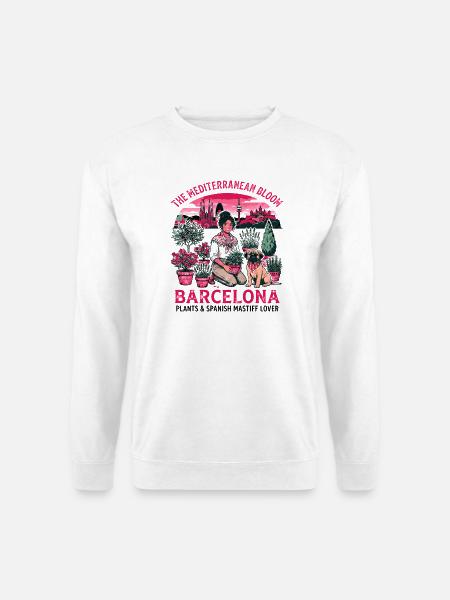 The Barcelona Plants And Spanish Mastiff Lover - Unisex sweater - hvid
