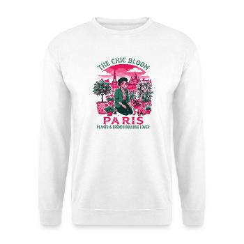 La plante Chic Bloom Paris et le bouledogue français - Sweat-shirt Unisexe - blanc - Devant