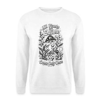 Stadtgärtnern Alle Pflanzen sind essbar - Unisex Pullover - Weiß - Vorne - Alina (178cm) & Michal (187cm)