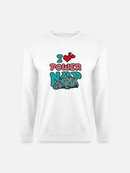 Power-Nap Hippo. Ich liebe es! - Unisex Pullover - Weiß