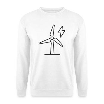Windturbinen-Linien-Symbol für erneuerbare Energien - Unisex Pullover - Weiß - Vorne - Alina (178cm) & Michal (187cm)