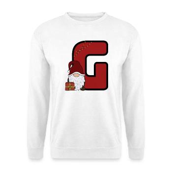 G-Weihnachtsgnom und Geschenk - Unisex Pullover - Weiß - Vorne - Alina (178cm) & Michal (187cm)