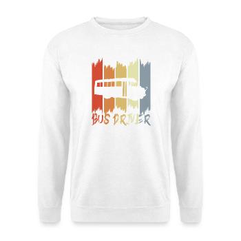 Retro Busfahrer - Unisex Pullover - Weiß - Vorne - Alina (178cm) & Michal (187cm)
