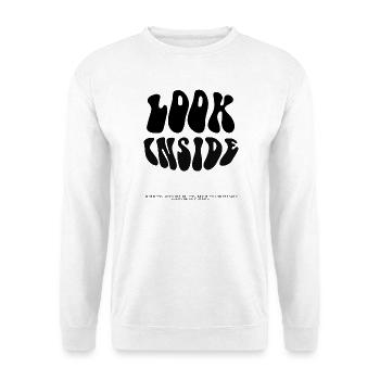 Look Inside – Psychedelischer Blob - Unisex Pullover - Weiß - Vorne - Alina (178cm) & Michal (187cm)