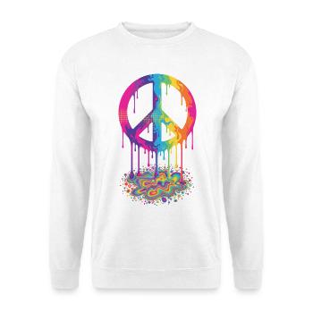 Trippy Festival Hippie-Pilz-Batik-Friedenszeichen - Unisex Pullover - Weiß - Vorne - Alina (178cm) & Michal (187cm)