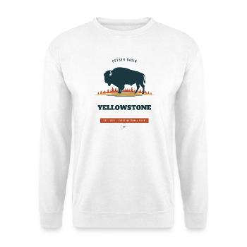 Bisons im Yellowstone-Nationalpark - Unisex Pullover - Weiß - Vorne - Alina (178cm) & Michal (187cm)