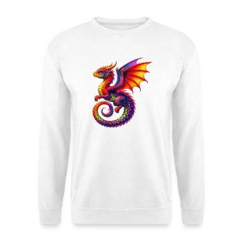 Drache - Unisex Pullover - Weiß - Vorne - Alina (178cm) & Michal (187cm)