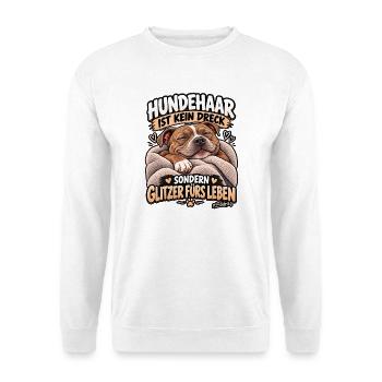 Hundehaare sind Glitzer - Unisex Pullover - Weiß - Vorne - Alina (178cm) & Michal (187cm)