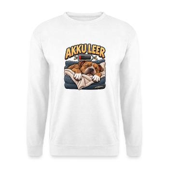 Müder Hund Akku leer - Unisex Pullover - Weiß - Vorne - Alina (178cm) & Michal (187cm)