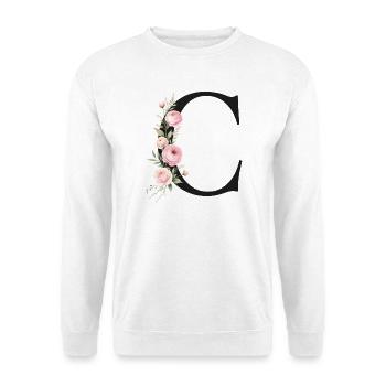 C Buchstabe Monogram Floral - Unisex Pullover - Weiß - Vorne - Alina (178cm) & Michal (187cm)