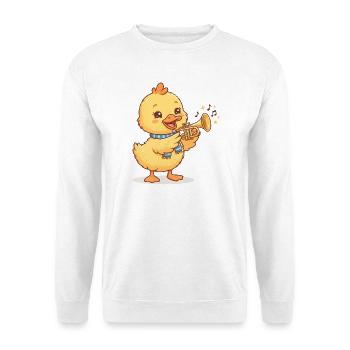 Küken Trompete Musikdesign - Unisex Pullover - Weiß - Vorne - Alina (178cm) & Michal (187cm)