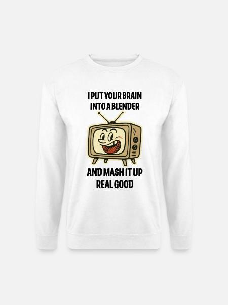 Retro-TV-Grin-Emblem - Unisex Pullover - Weiß