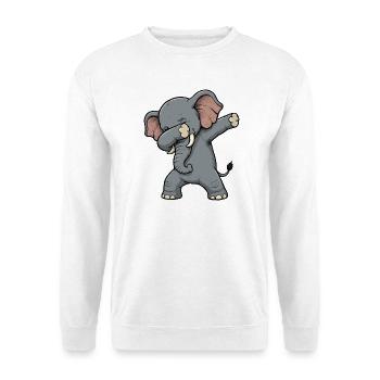 Dab-Elefant Cartoon - Unisex Pullover - Weiß - Vorne - Alina (178cm) & Michal (187cm)