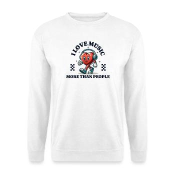 I love music - Unisex Pullover - Weiß - Vorne - Alina (178cm) & Michal (187cm)