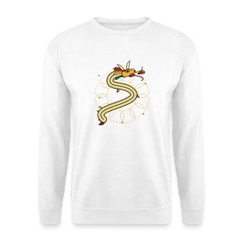 Goldener Drache - Unisex Pullover - Weiß - Vorne - Alina (178cm) & Michal (187cm)