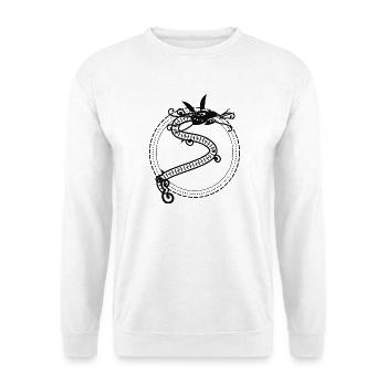 Rundes Serpentinenring-Motiv - Unisex Pullover - Weiß - Vorne - Alina (178cm) & Michal (187cm)