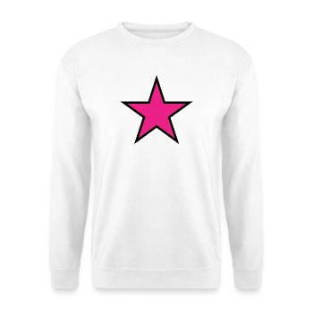 Pink Star auf Schwarz - Unisex Pullover - Weiß - Vorne - Alina (178cm) & Michal (187cm)
