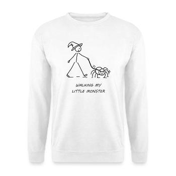 Walking My Little Monster - Unisex Pullover - Weiß - Vorne - Alina (178cm) & Michal (187cm)