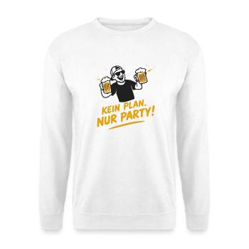 Kein Plan, Nur Party - Bierlaune - Unisex Pullover - Weiß - Vorne - Alina (178cm) & Michal (187cm)