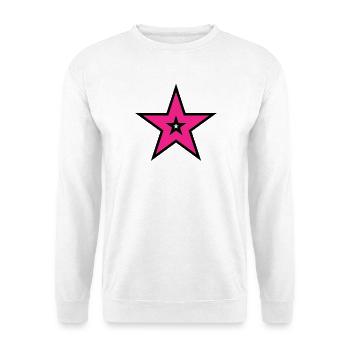 Pink Star auf Schwarz - Unisex Pullover - Weiß - Vorne - Alina (178cm) & Michal (187cm)