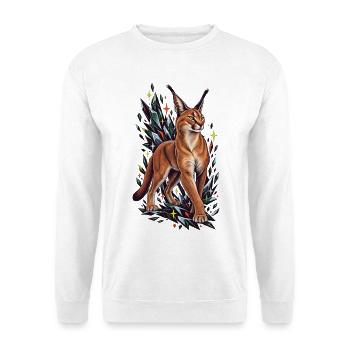 Karakal mit kristallinen Mitternachtsfunken - Unisex Pullover - Weiß - Vorne - Alina (178cm) & Michal (187cm)