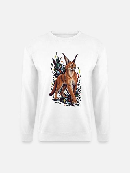 Karakal mit kristallinen Mitternachtsfunken - Unisex Pullover - Weiß