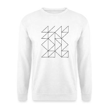 Geometrische Linienzusammensetzung - Unisex Pullover - Weiß - Vorne - Alina (178cm) & Michal (187cm)
