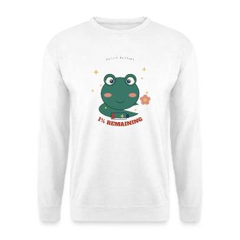 Kleiner Frosch 1% Verbleibend - Unisex Pullover - Weiß - Vorne - Alina (178cm) & Michal (187cm)