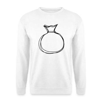 Sack handgezeichnet - Unisex Pullover - Weiß - Vorne - Alina (178cm) & Michal (187cm)