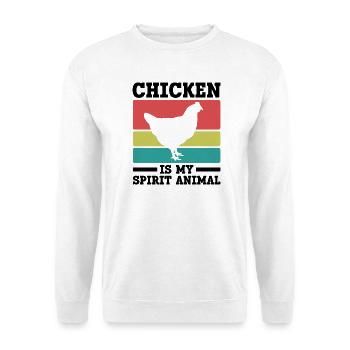 Huhn Seelentier Retro - Unisex Pullover - Weiß - Vorne - Alina (178cm) & Michal (187cm)