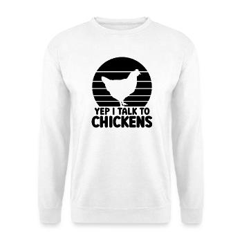 Huhn Spruch Humor - Unisex Pullover - Weiß - Vorne - Alina (178cm) & Michal (187cm)