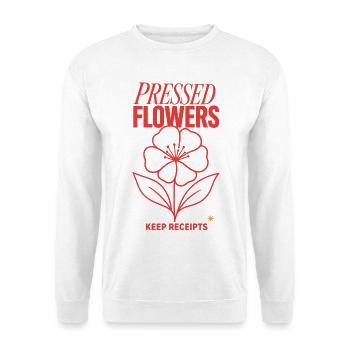 Blumen pressen – Pressed Flowers Keep Receipts - Unisex Pullover - Weiß - Vorne - Alina (178cm) & Michal (187cm)