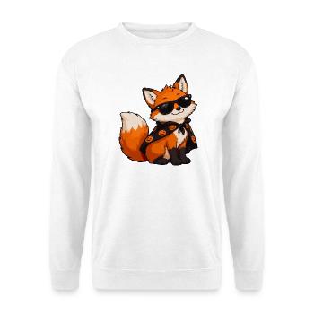 Fuchs mit Sonnenbrille und Kürbiscape - Unisex Pullover - Weiß - Vorne - Alina (178cm) & Michal (187cm)