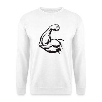 Bizeps Silhouette Gym - Unisex Pullover - Weiß - Vorne - Alina (178cm) & Michal (187cm)