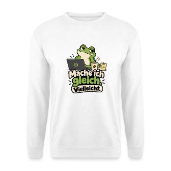 Frosch Prokrastination - Unisex Pullover - Weiß - Vorne - Alina (178cm) & Michal (187cm)