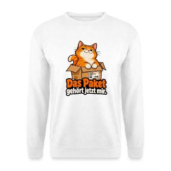 Paketkatze - Unisex Pullover - Weiß - Vorne - Alina (178cm) & Michal (187cm)