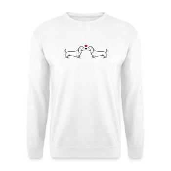 Verliebte Dackel und rotes Herz – ein paar Hunde - Unisex Pullover - Weiß - Vorne - Alina (178cm) & Michal (187cm)