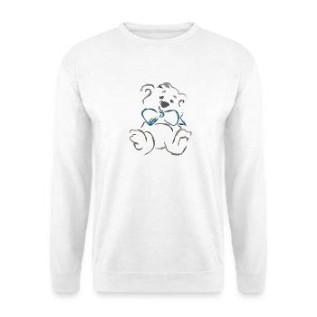 Teddybär mit Schleife - Unisex Pullover - Weiß - Vorne