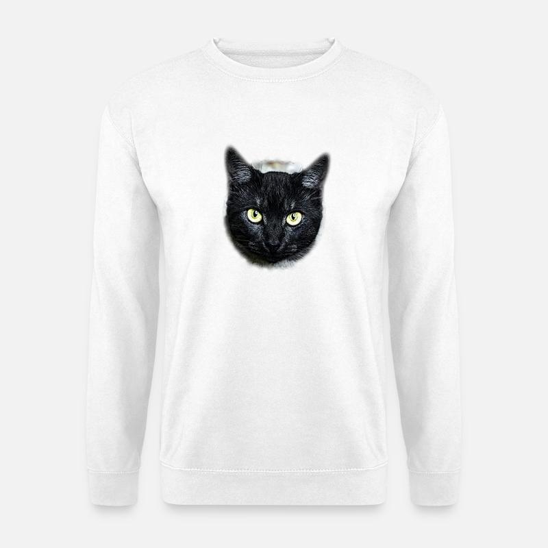 black cat schwarze Katze - Unisex Pullover - Weiß