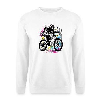 MTB - Buntes Mountainbike Rad - Mountainbiker - Unisex Pullover - Weiß - Vorne