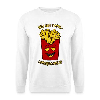 Ich bin total unterpommest Lustige Pommes Frites - Unisex Pullover - Weiß - Vorne