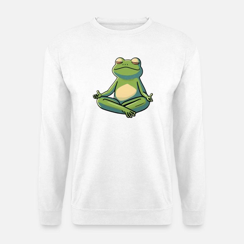 Chillender enspannter Frosch - Unisex Pullover - Weiß