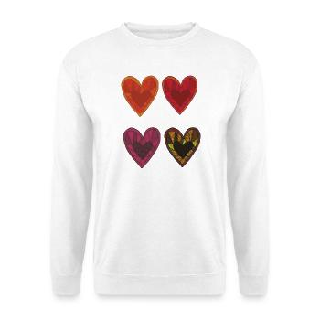 lustiger style mit herzen - Unisex Pullover - Weiß - Vorne - Alina (178cm) & Michal (187cm)